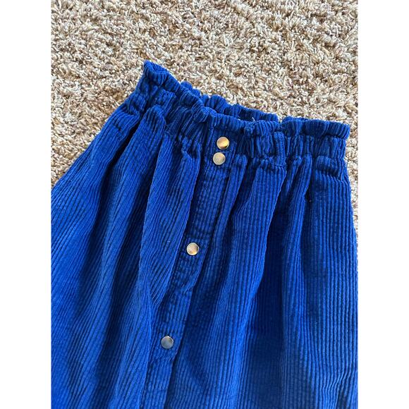 Zara Kids skirt blue corduroy 11-12 midi length funky bright school comfort soft - Picture 2 of 4